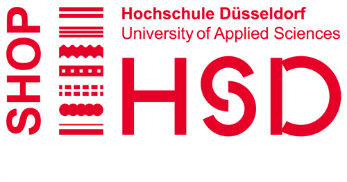 Logo des HSD Online-Shops. Die Hochschule Düsseldorf startet ab dem 4. April 2022 einen Shop, in dem eigene HSD-Merchandising-Artikel verkauft werden.